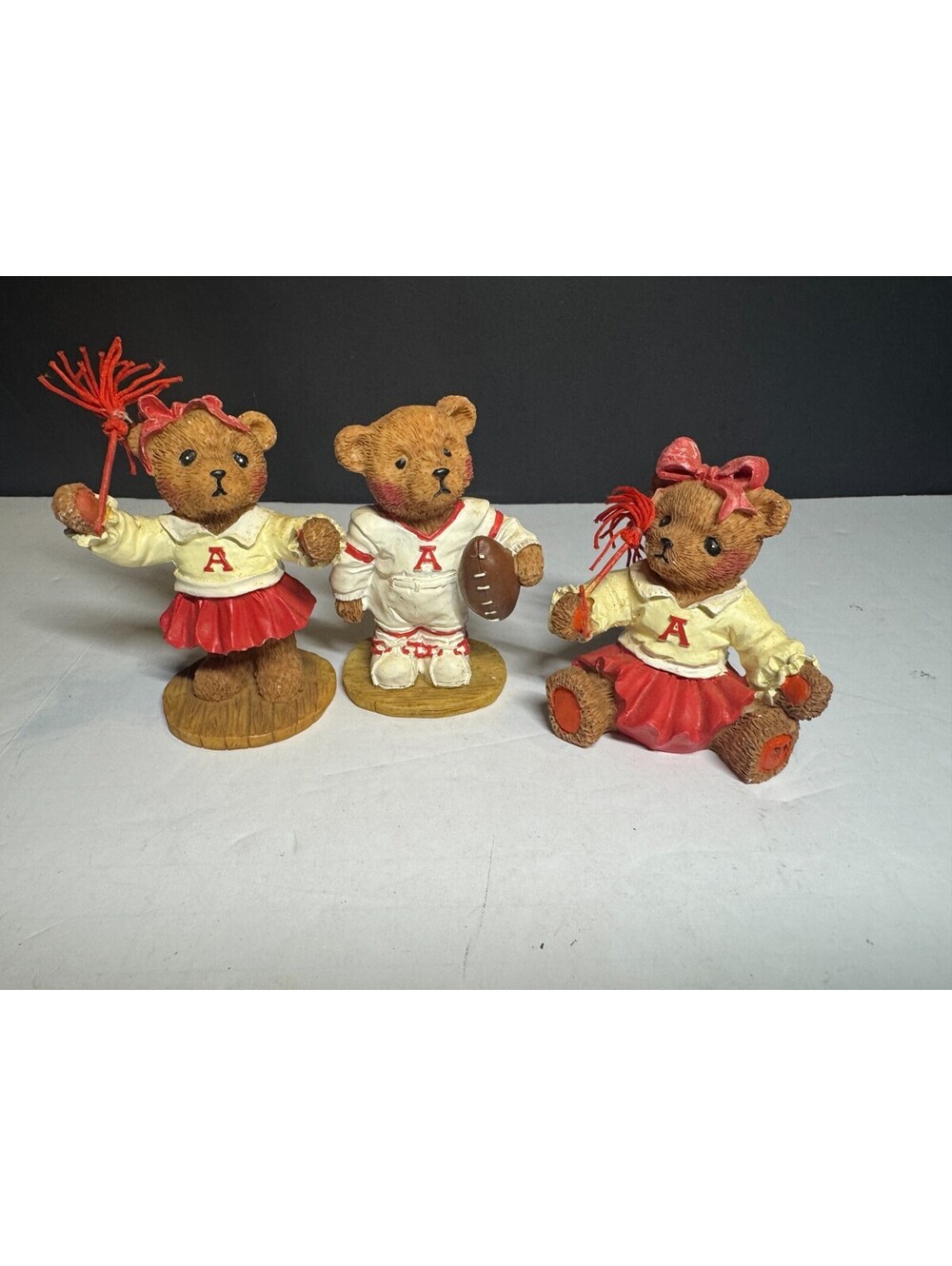 University of Alabama Bear Figurines 3” Cheerleaders Football Lot of 3